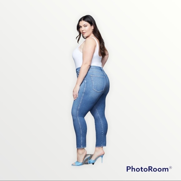 NWT GOOD AMERICAN x REVOLVE Good Curve Skinny Crop Medium Wash Jeans, Size 24 - Picture 2 of 15
